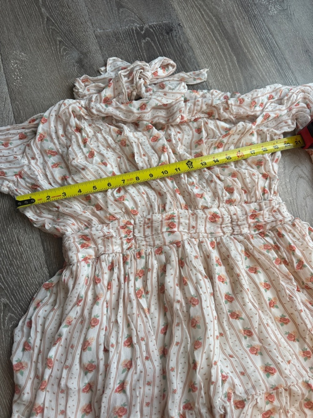 Anthropologie Cream Mini Dress with Dusty Rose Floral Print 0451 - Picture 4 of 10